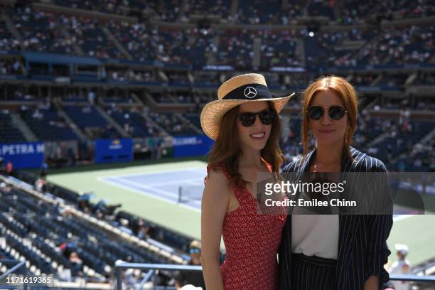 Actors Anna Kendrick and Brittany Snow enjoy The Mercedes-Benz VIP Suite at The 2019 US Open at the USTA Billie Jean King National Tennis Center on...