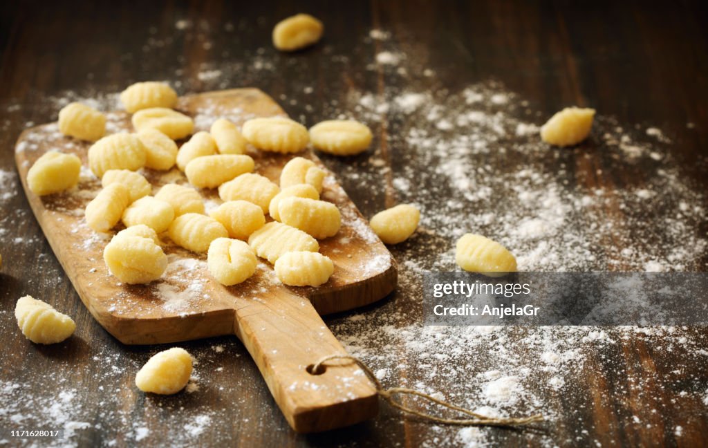 Uncooked homemade potato gnocchi