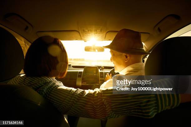 day in the driving of senior - asian couple car stock pictures, royalty-free photos & images
