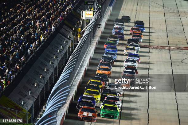 Kurt Busch, driver of the Chevrolet Accessories Chevrolet, leads a pack of cars during the Monster Energy NASCAR Cup Series Bojangles' Southern 500...