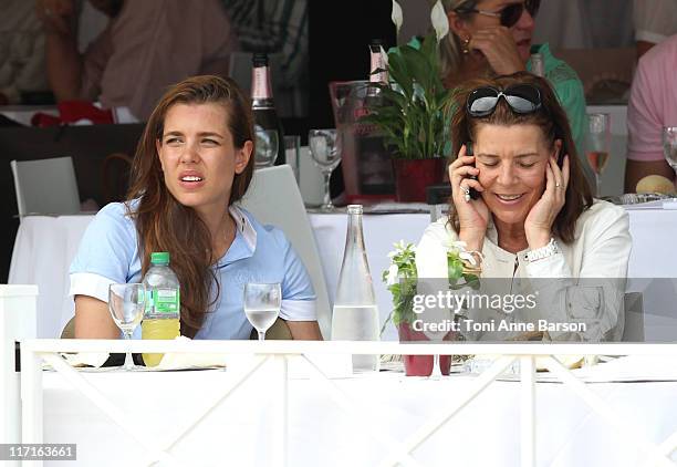 Charlotte Casiraghi and HSH Princess Caroline of Hanover attend the Global Champion Tour 2011 on June 23, 2011 in Monte Carlo, Monaco.
