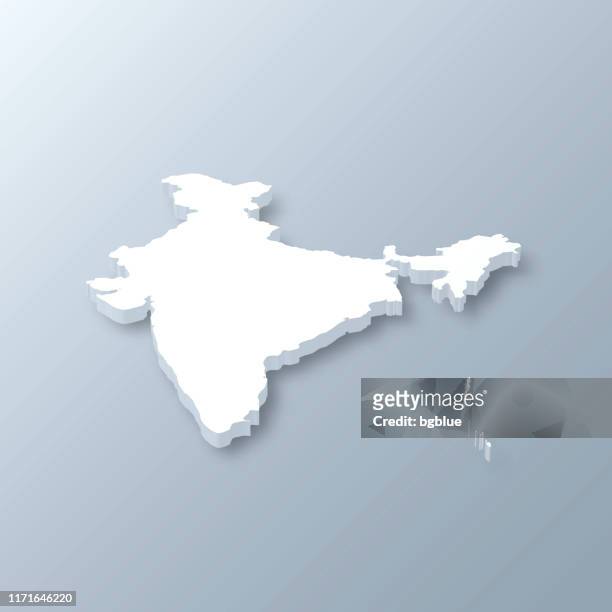 indien 3d karte auf grauem hintergrund - indien stock-grafiken, -clipart, -cartoons und -symbole