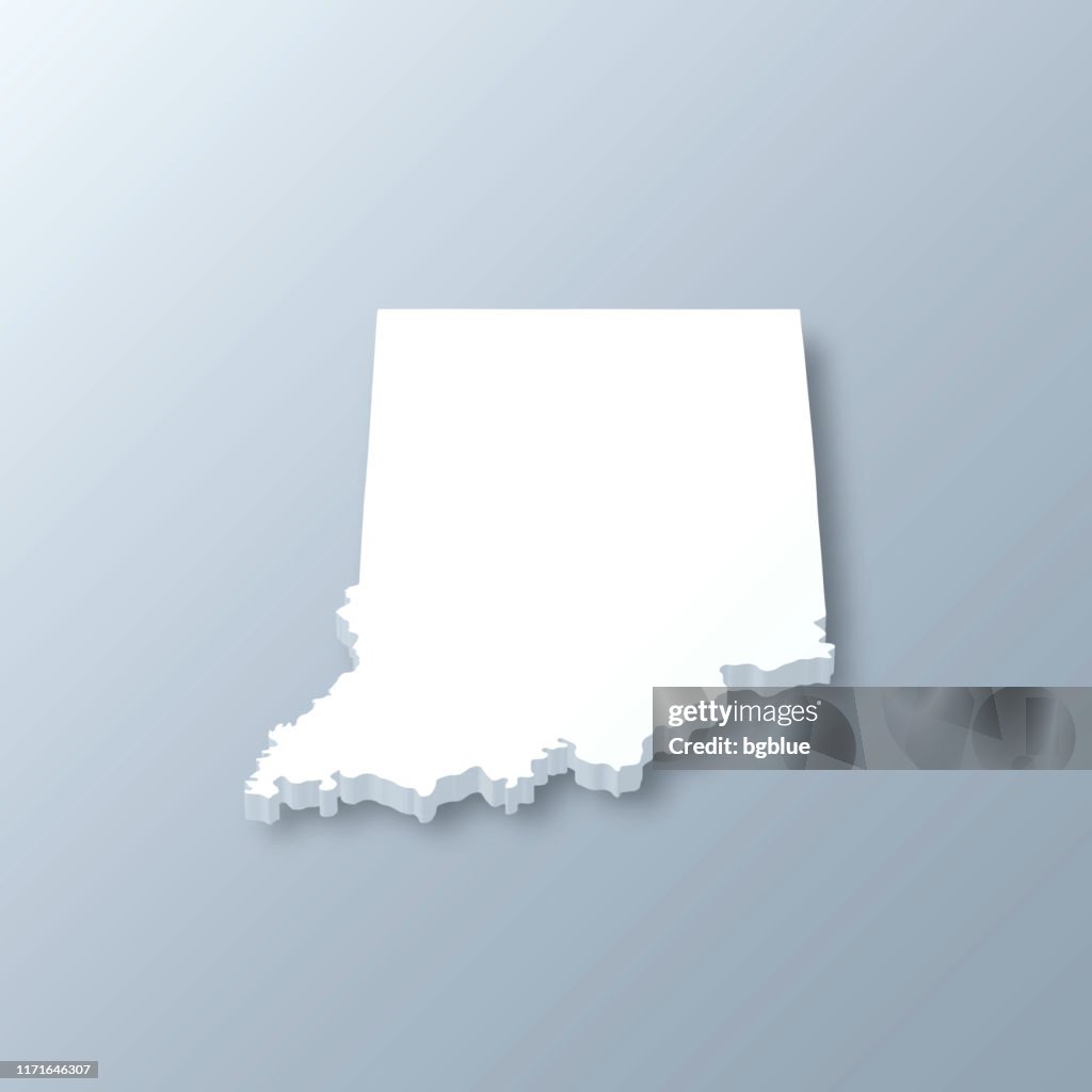 Mapa 3D de Indiana sobre fondo gris