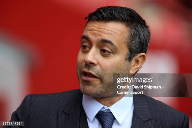 Leeds United owner Andrea Radrizzani looks on before kick off during the Sky Bet Championship match between Charlton Athletic and Leeds United at The...