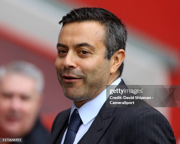 Leeds United owner Andrea Radrizzani looks on before kick off during the Sky Bet Championship match between Charlton Athletic and Leeds United at The...