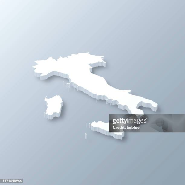 illustrazioni stock, clip art, cartoni animati e icone di tendenza di mappa 3d italia su sfondo grigio - tridimensionale