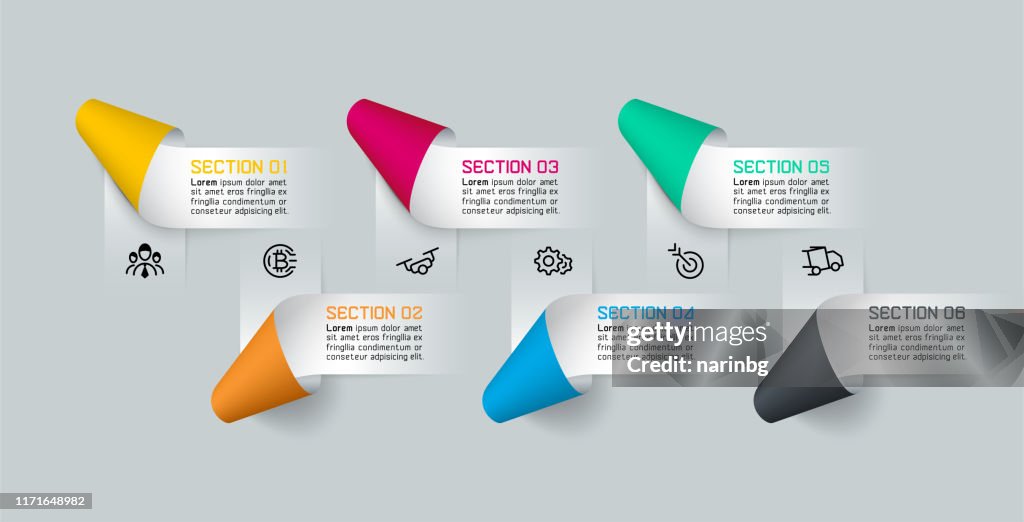 Paper Ribbon Label Vector Infographics Paper Ribbon Labels Infographic Options Processes ...