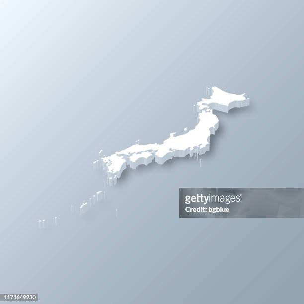 灰色の背景に日本の3dマップ - 日本地図点のイラスト素材／クリップアート素材／マンガ素材／アイコン素材