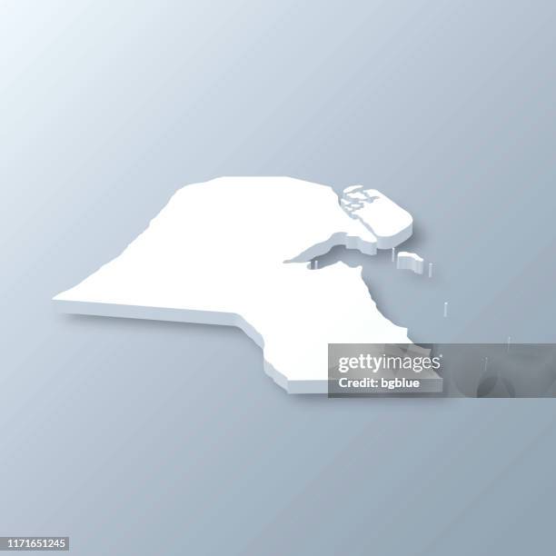 kuwait 3d map on gray background - kuwaiti stock illustrations