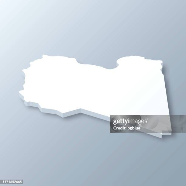 libya 3d map on gray background - libya map stock illustrations
