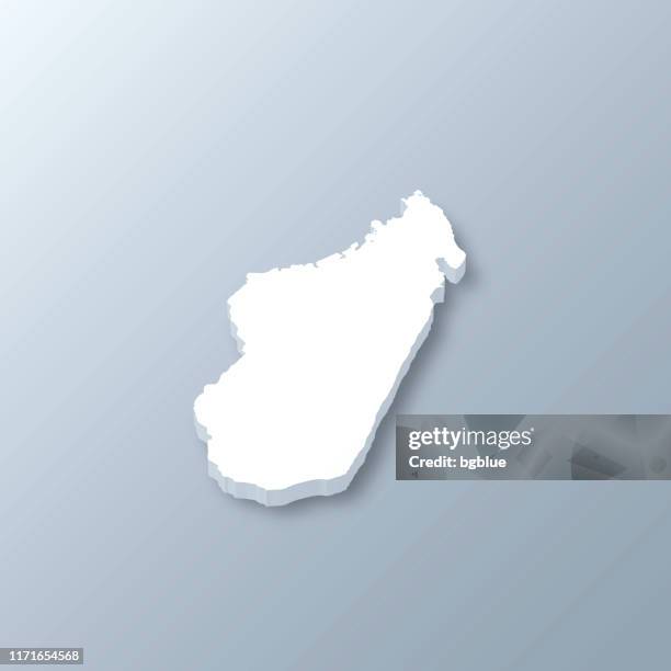 madagascar 3d map on gray background - antananarivo stock illustrations