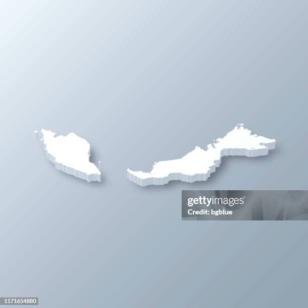 ilustrações de stock, clip art, desenhos animados e ícones de malaysia 3d map on gray background - península