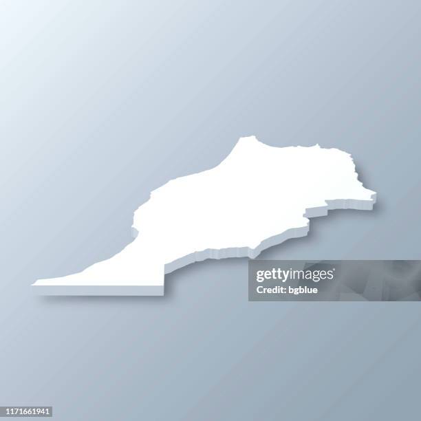 morocco 3d map on gray background - moroccan stock illustrations