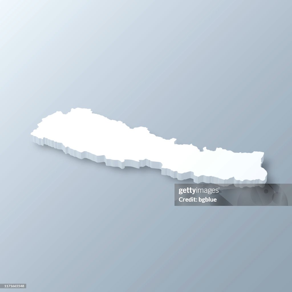 Mapa 3D de Nepal sobre fondo gris