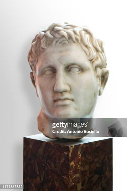 marble head of julius caesar in naples metro station - marble sculpture stock pictures, royalty-free photos & images
