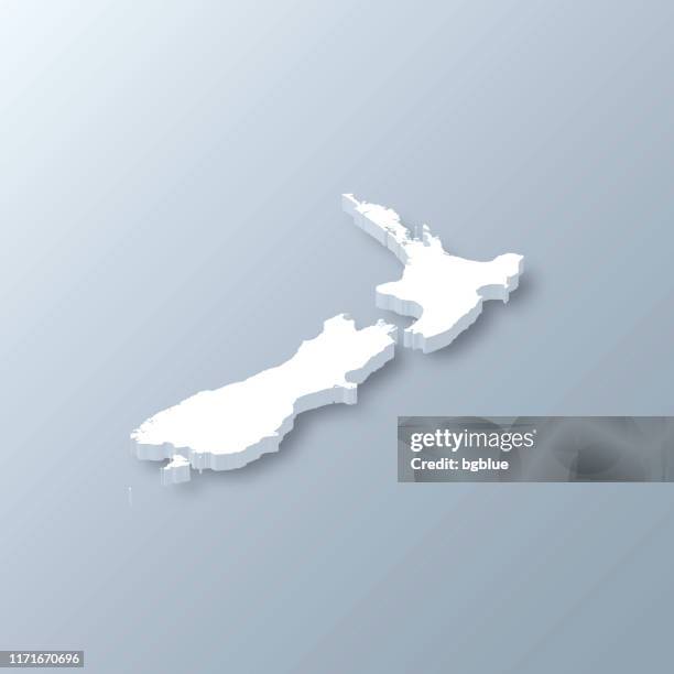 new zealand 3d map on gray background - new zealand map stock illustrations