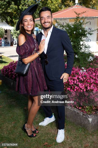 Jana Ina Zarella and Giovanni Zarrella attend the 147th "Longines Grosser Preis von Baden" on September 01, 2019 in Baden-Baden, Germany.