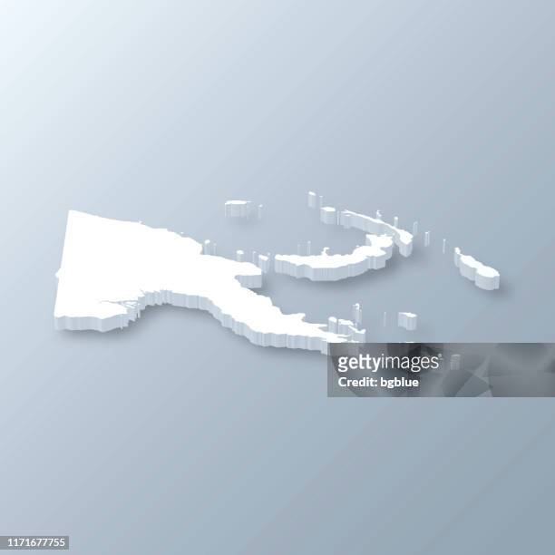 papua-neuguinea 3d-karte auf grauem hintergrund - guinea stock-grafiken, -clipart, -cartoons und -symbole