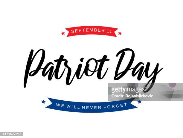 ilustraciones, imágenes clip art, dibujos animados e iconos de stock de patriot day 9/11 usa carta blanca, 11 de septiembre. nunca lo olvidaremos. vector - terrorism
