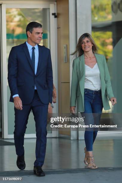 Pedro Sanchez and Begoña Gomez visit King Juan Carlos At Quiron Hospital on August 30, 2019 in Pozuelo de Alarcon, Spain.
