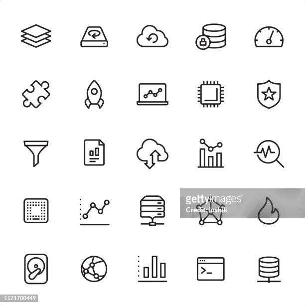 big data - umriss-icon-set - sicherungskopie stock-grafiken, -clipart, -cartoons und -symbole