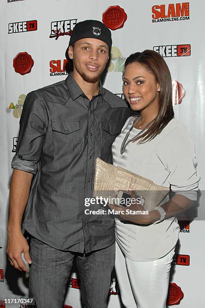 Stephen Curry and guest attend Kemba Walker's official NBA draft party at Greenhouse on June 23, 2011 in New York City.