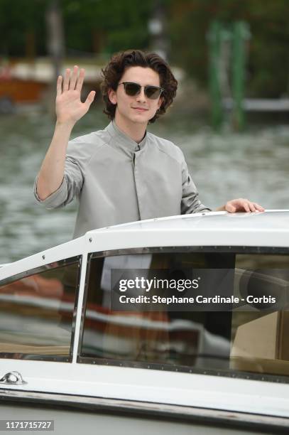 Timothee Chalamet is seen arriving at the 76th Venice Film Festival on September 02, 2019 in Venice, Italy.