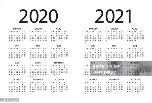 stockillustraties, clipart, cartoons en iconen met kalender 2020 2021-illustratie. dagen start vanaf zondag - 2021