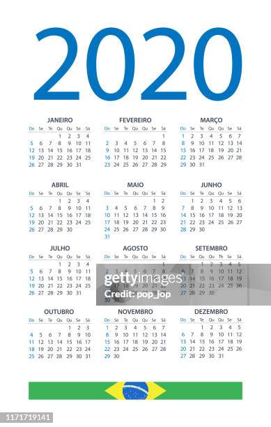 stockillustraties, clipart, cartoons en iconen met kalender 2020-illustratie. braziliaanse versie - 2019 2020 calendar