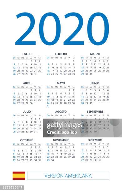 calendar 2020 - illustration. spanish american version - march calendar 2020 stock illustrations