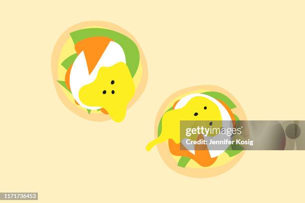 illustrations, cliparts, dessins animés et icônes de illustration de benedict d'oeufs - brunch table