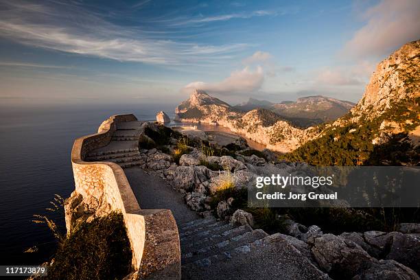 path to a lookout point at formentor peninsula - majorca stock pictures, royalty-free photos & images