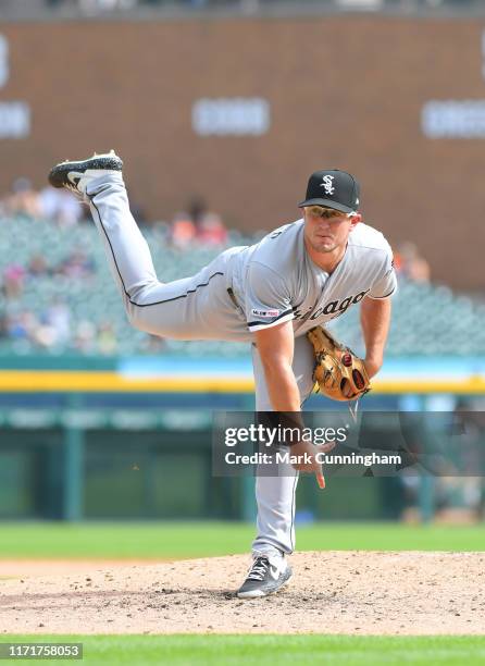 Carson Fulmer of the Chicago White Sox pitches during the game against the Detroit Tigers at Comerica Park on September 22, 2019 in Detroit,...
