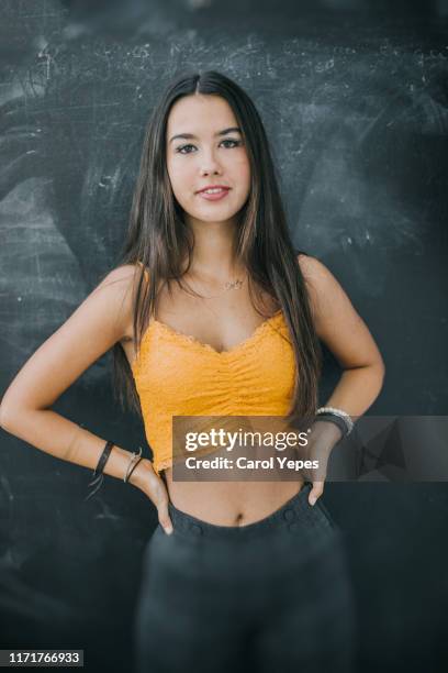 teenager latina portrait in studio. - ot coruña stock pictures, royalty-free photos & images