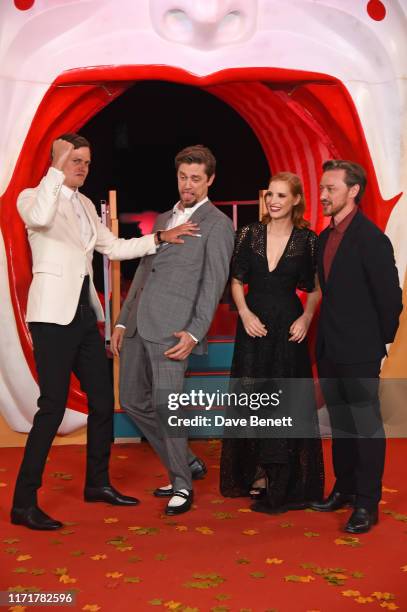 Bill Skarsgård, Andy Muschietti, Jessica Chastain and James McAvoy attend the European Premiere of "IT Chapter Two" at The Vaults Waterloo on...