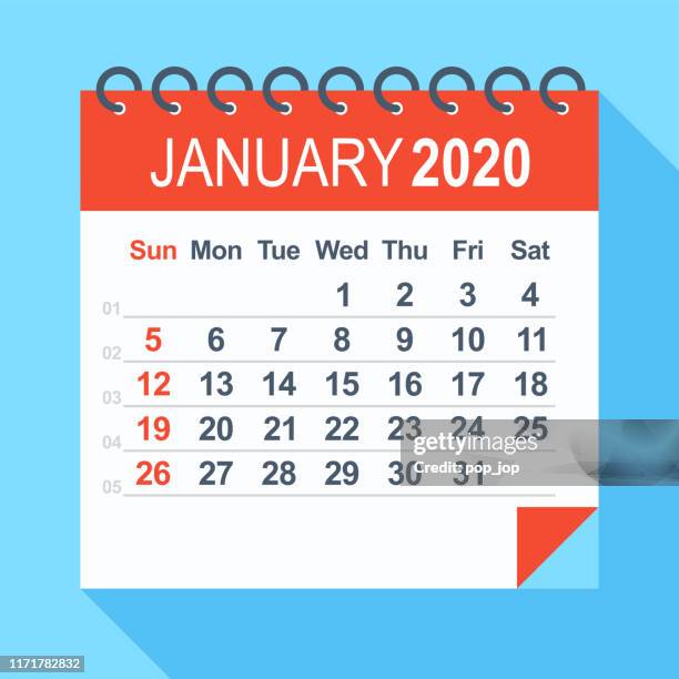 januar 2020 - kalender. woche beginnt am sonntag - 2020 calendar stock-grafiken, -clipart, -cartoons und -symbole