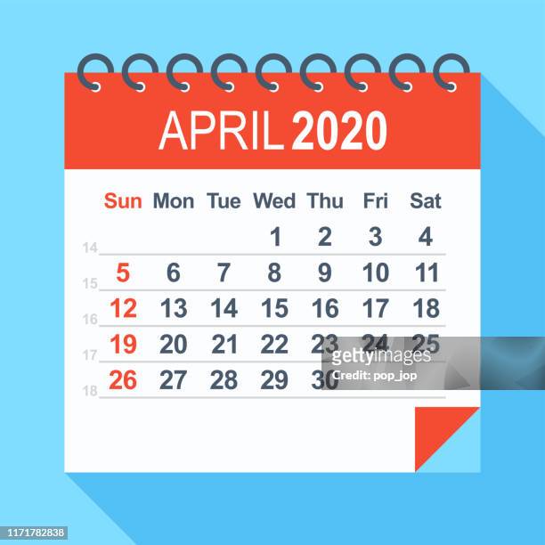 bildbanksillustrationer, clip art samt tecknat material och ikoner med april 2020-kalender. veckan startar från söndag - week four