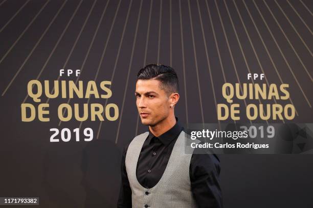 Cristiano Ronaldo attends the Quinas de Ouro 2019 awards ceremony at Pavilhao Carlos Lopes on September 2, 2019 in Lisbon, Portugal.