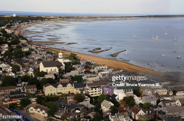 aerial view of provincetown - provincetown massachusetts stock pictures, royalty-free photos & images