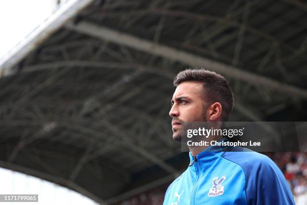 Victor Camarasa of Crystal Palace walks out onto the pitch during the Premier League match between Crystal Palace and Aston Villa at Selhurst Park on...