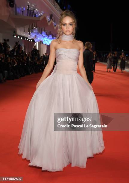 Lily-Rose Depp attends "The King" red carpet during the 76th Venice Film Festival at Sala Grande on September 02, 2019 in Venice, Italy.