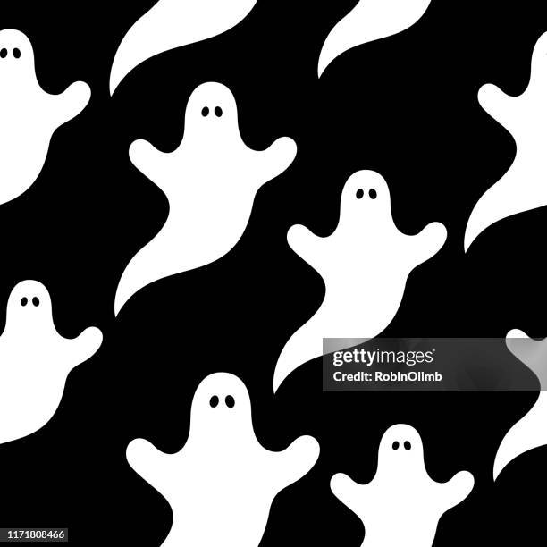 ilustraciones, imágenes clip art, dibujos animados e iconos de stock de spooky ghosts seamless pattern - aparición