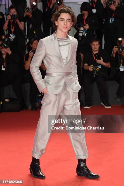 Timothee Chalamet attends "The King" red carpet during the 76th Venice Film Festival at Sala Grande on September 02, 2019 in Venice, Italy.