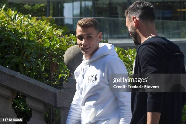 Lucas Digne of France arrives at the National Football Centre as part of the preparation to UEFA Euro 2020 on September 02, 2019 in Clairefontaine,...