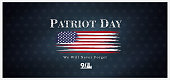 September 11, patriot day background, we will never forget, united states flag posters, modern design vector illustration