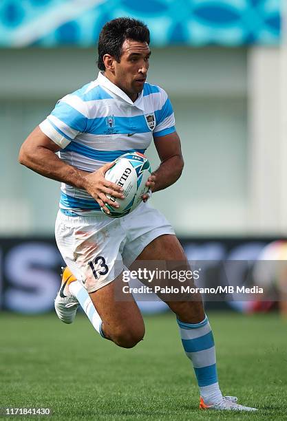 Matias Orlando of Argentina in action during the Rugby World Cup 2019 Group C game between Argentina and Tonga at Hanazono Rugby Stadium on September...