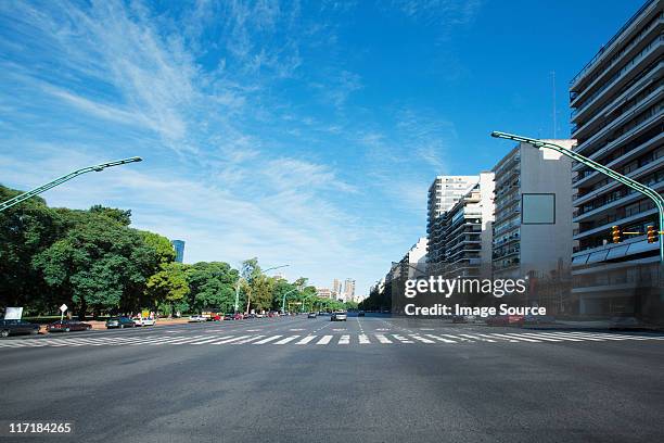 avenue of the liberator, buenos aires, argentina - buenos aires street stock pictures, royalty-free photos & images