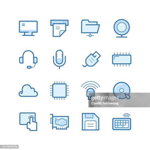 computer and website icons - flat bed scanner stock illustrations