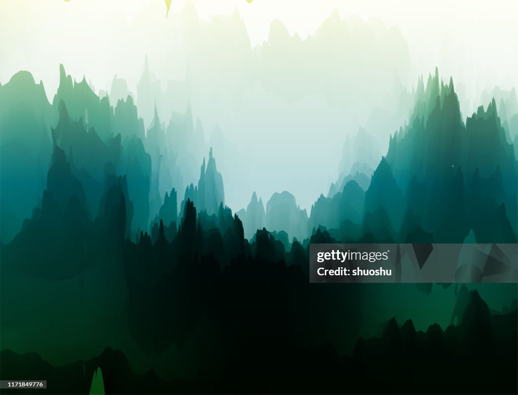 Nature Landscape Design Background Free: Green Trees And Mountain