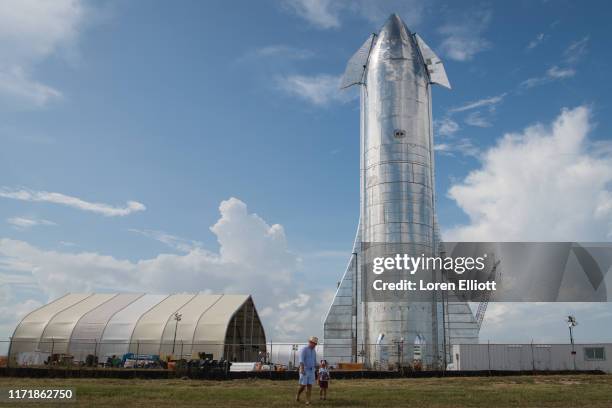 Prototype of SpaceX's Starship spacecraft is seen at the company's Texas launch facility on September 28, 2019 in Boca Chica near Brownsville, Texas....